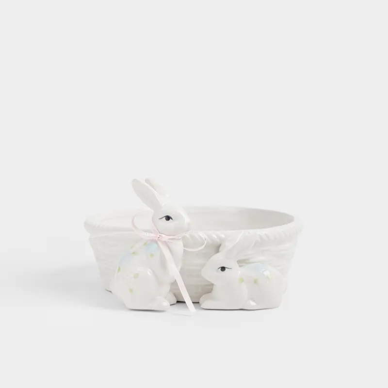Конфетница, 19х10 см, Кролики с корзиной, Rabbit bloome