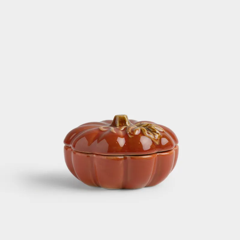 Емкость для хранения, 10х8 см, 160 мл, керамика K, оранжевая, Тыква, Autumn gourds, image-1