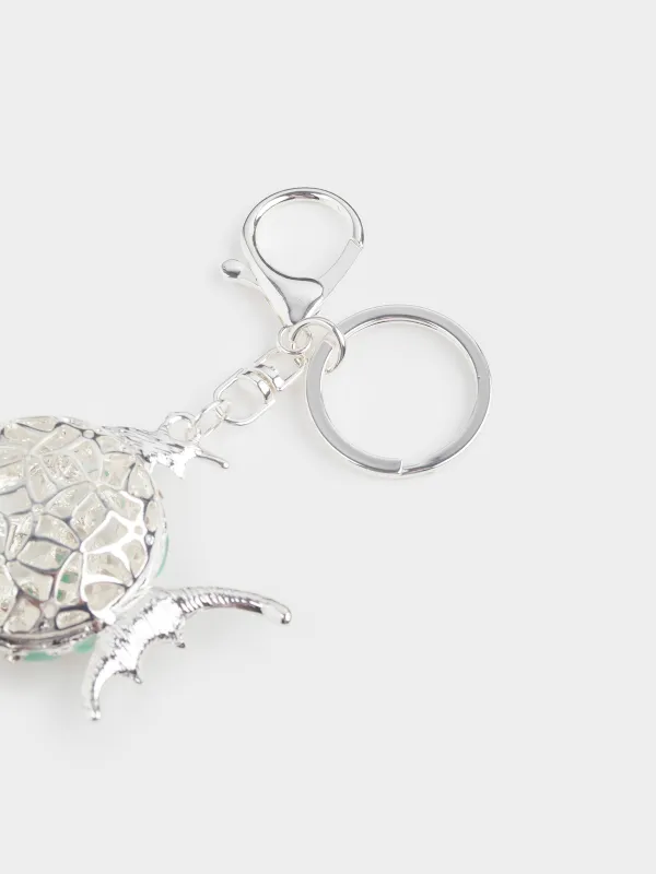 Брелок, 12 см, металл/стразы, серебристый, Рыба-шар, Keychain crystal, image-3