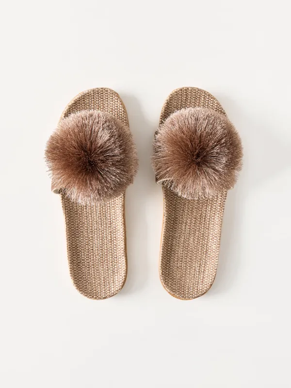 Тапочки женские, с помпоном, Pompon, image-1