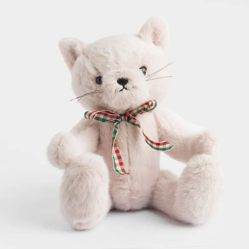 Игрушка, 35 см, мягкая, с подвижными лапами, полиэстер, бежевая, Кот, Cat