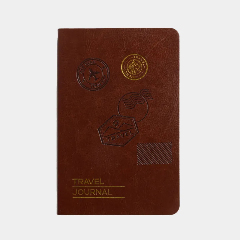 Блокнот для записей, 9х14 см, 80 л, полиуретан, коричневый, Travel journal, Stationery travel