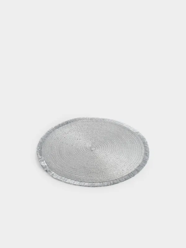 Салфетка под приборы, 38 см, с бахромой и пайетками, Rotary shine, image-1