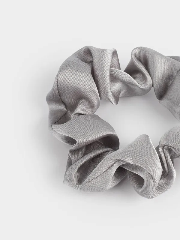 Резинка для волос, 6 см, сатин, серая, Silk, image-2