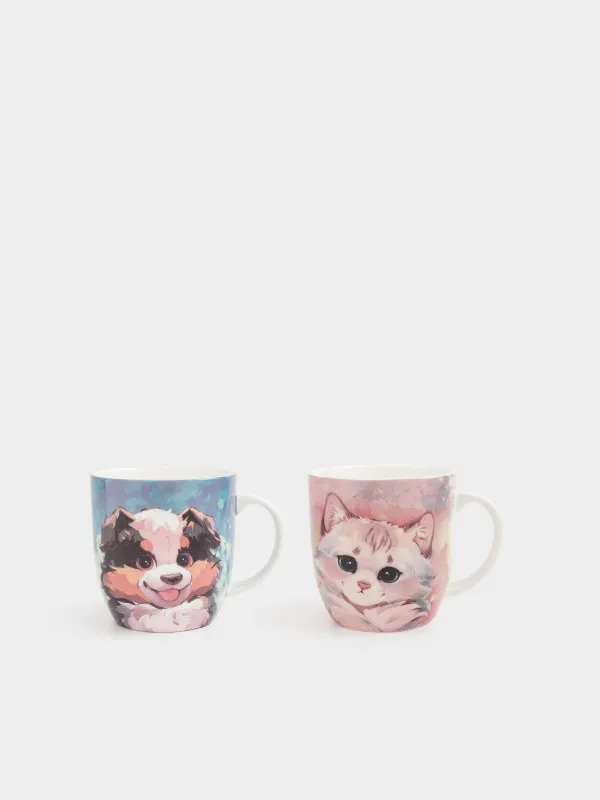 Кружка, 350 мл, 2 шт, Кошка/Собака, Friends, image-1