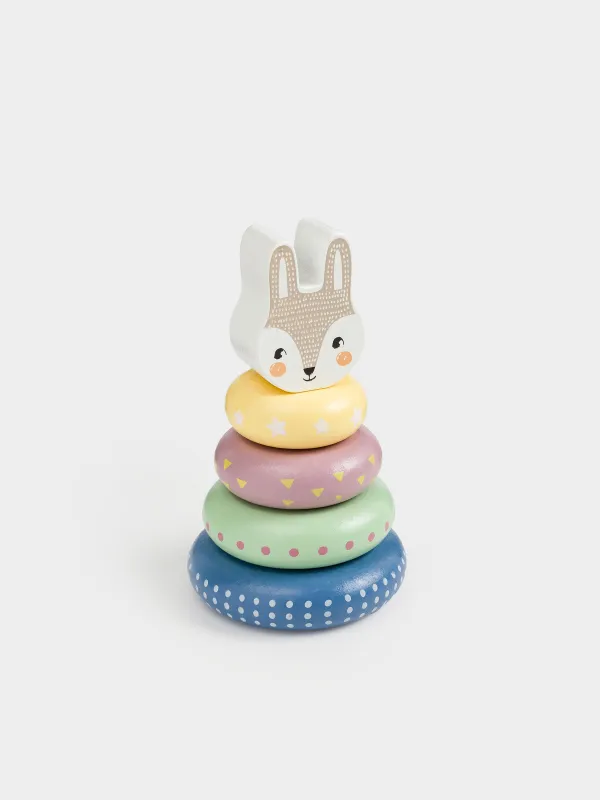 Игрушка развивающая, 14 см, Пирамидка кролик, Kiddy, image-1