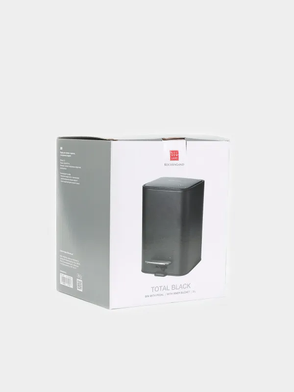Емкость для мусора, 3 л, с педалью, Total black, image-6
