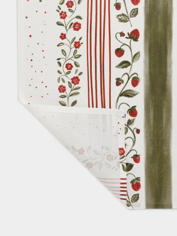 Полотенце кухонное, 40х60 см, хлопок, белое, Ягоды и цветы в полоску, Berry stripes, image-3