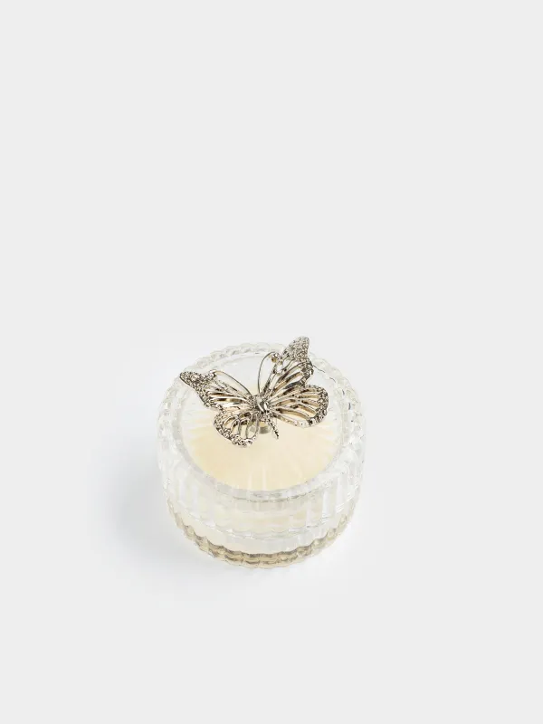 Свеча ароматическая, 7 см, в подсвечнике, Apple & Peach, Butterfly, image-1