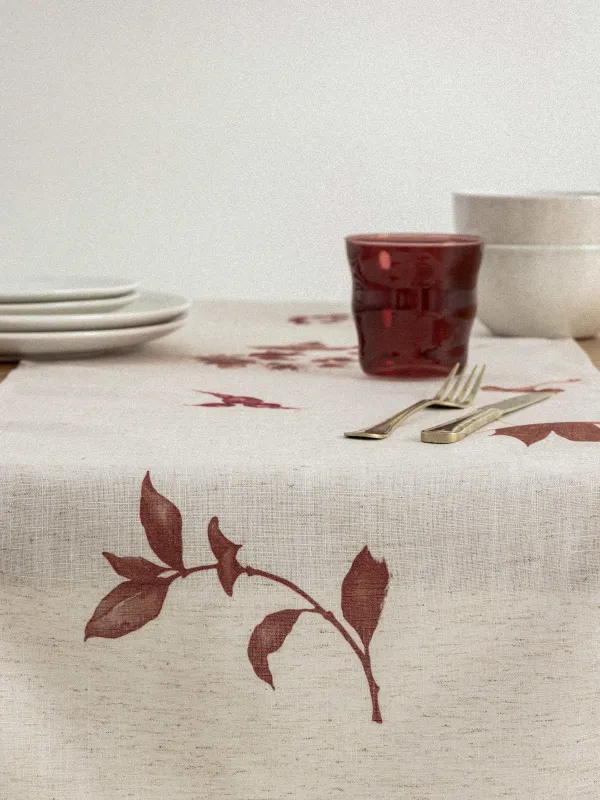 Дорожка настольная, 40х160 см, полиэстер/лен, бежевая, Цветы и листья, Autumn flair, image-4