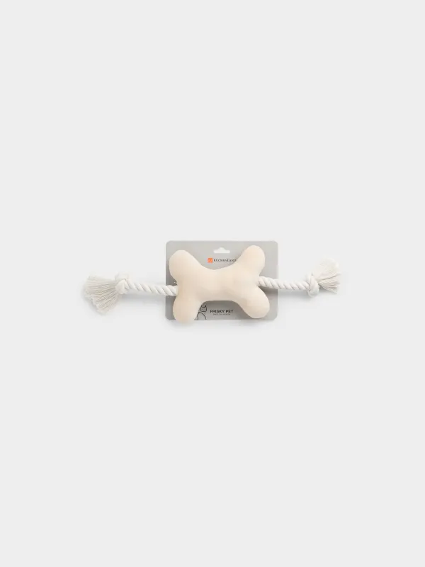 Игрушка для собак, 18 см, с пищалкой, полиэстер, бежевая, Кость, Frisky pet, image-3