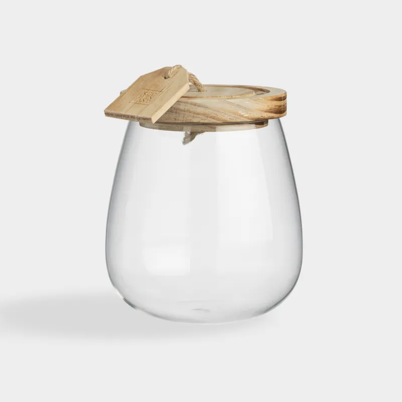 Банка для сыпучих продуктов, 1 л, стекло Б/дерево, Clear wood