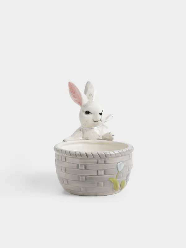 Конфетница, 22х20 см, Кролик с корзиной в цветах, Easter, image-3