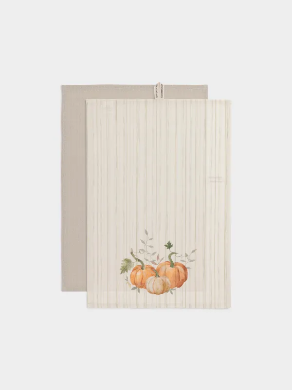Полотенце кухонное, 2 шт, Тыквы, Stripes pumpkin, image-0