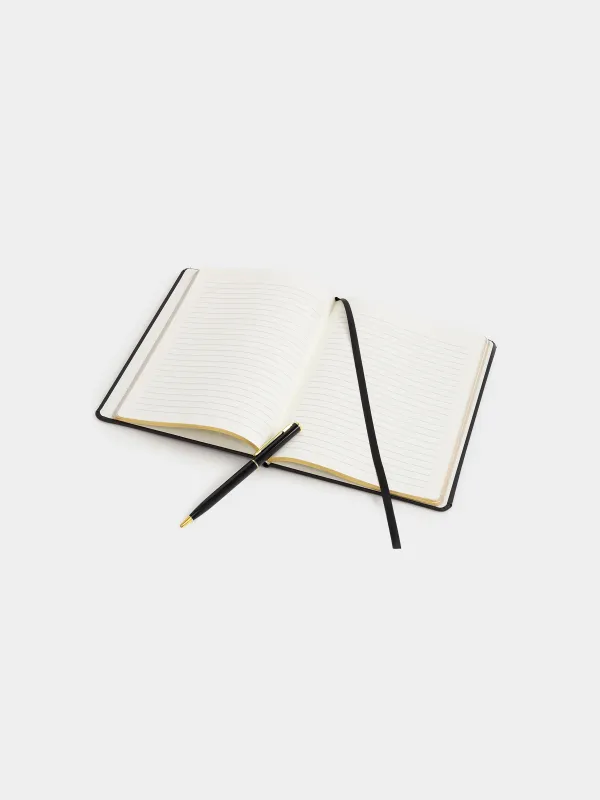 Блокнот для записей, 15х20 см, 80 л, с ручкой, Stationery black, image-2