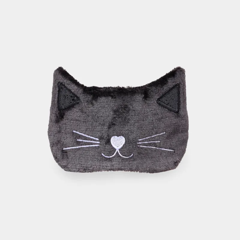 Маска для сна, 24 см, полиэстер/искусственный мех, черная, Кот, Cat night