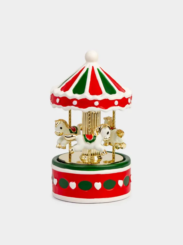 Статуэтка музыкальная, 16 см, с подсветкой, Карусель, Christmas style, image-0
