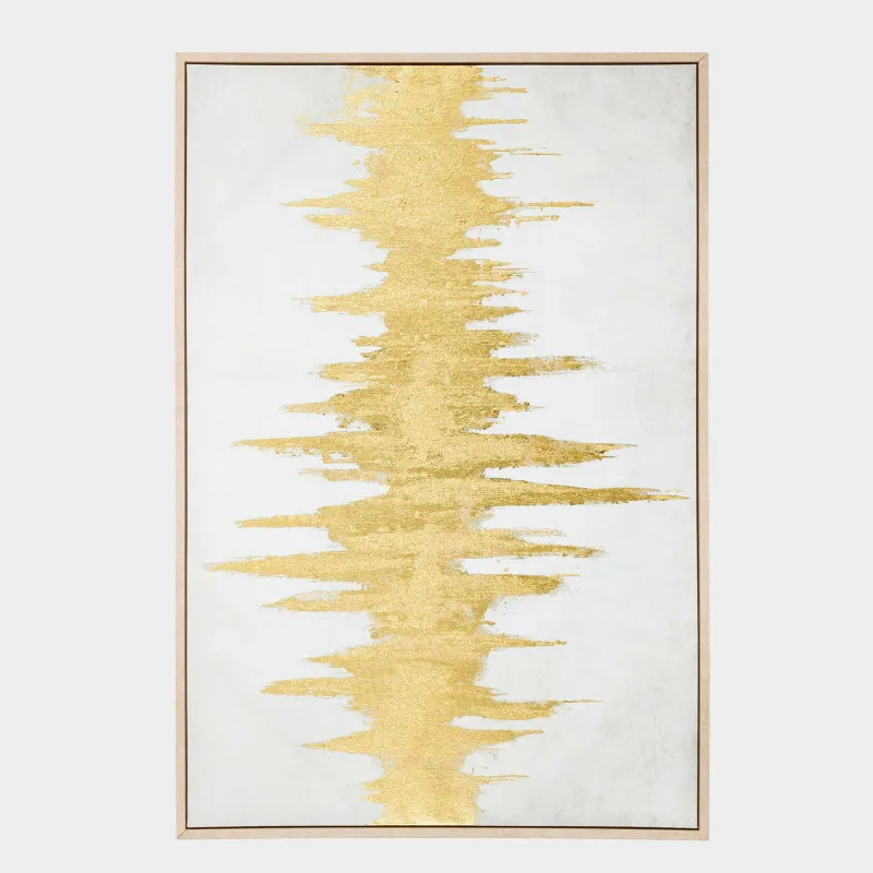 Картина в раме, 120x80 см, холст, золотисто-бежевая, Золотистые штрихи, Abstract, image-1