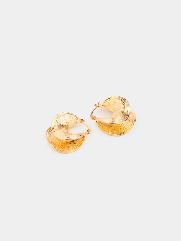 Серьги, 3 см, 2 шт, металл, золотистые, Абстракция, Jewelry, image-1