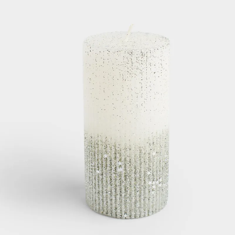 Свеча, 15 см, цилиндрическая, с блестками, Metallic glow