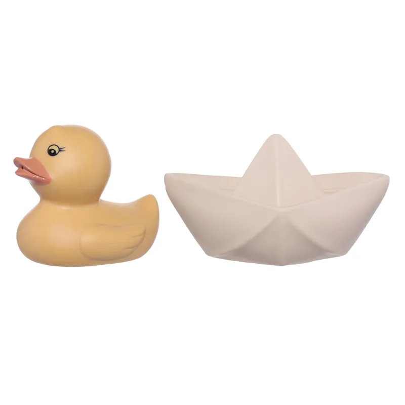 Набор игрушек для купания, 2 пр, ПВХ, бежевый, Уточка/Лодка, Kiddy, image-0