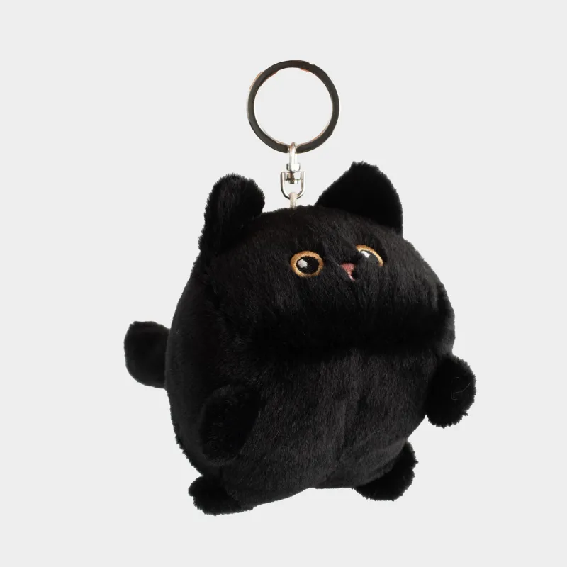 Брелок, 10 см, мягкий, заводной, полиэстер/металл, черный, Кот, Cat night