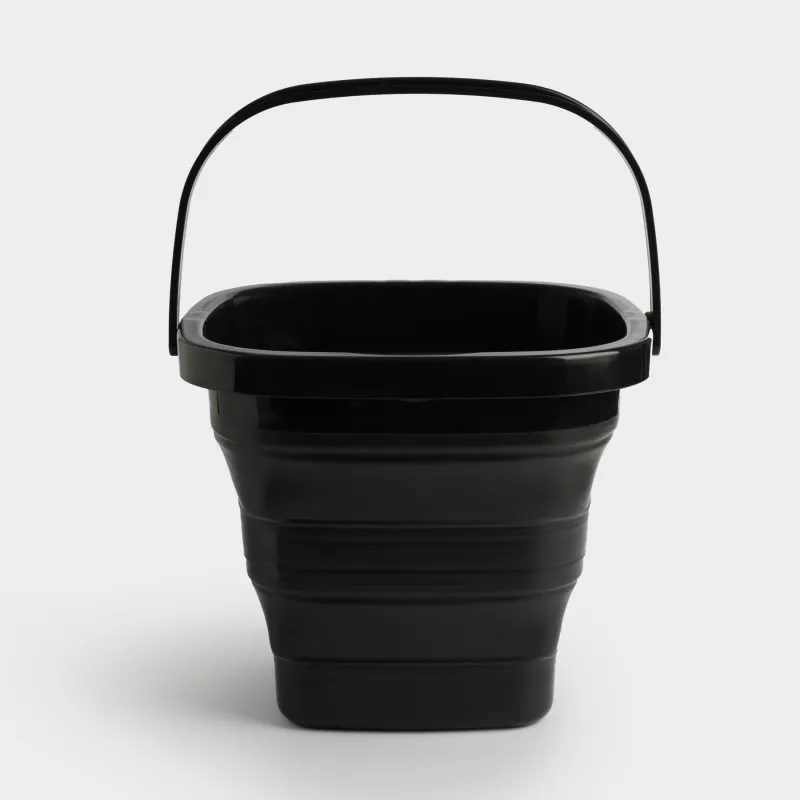 Ведро складное, 5 л, пластик/резина, квадратное, черное, Foldaway black