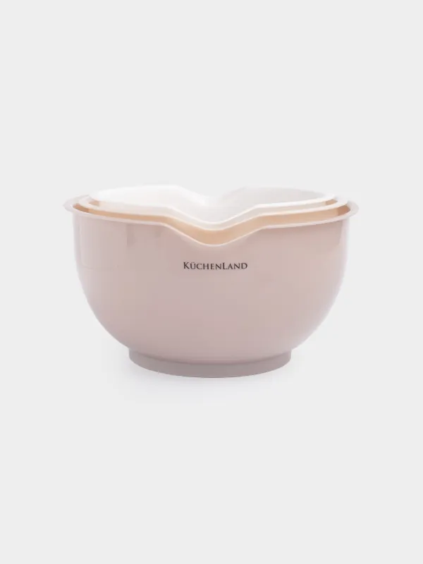 Набор мисок, 3 шт, со сливом, пластик, бежевая/кремовая/молочная, Soft kitchen, image-0