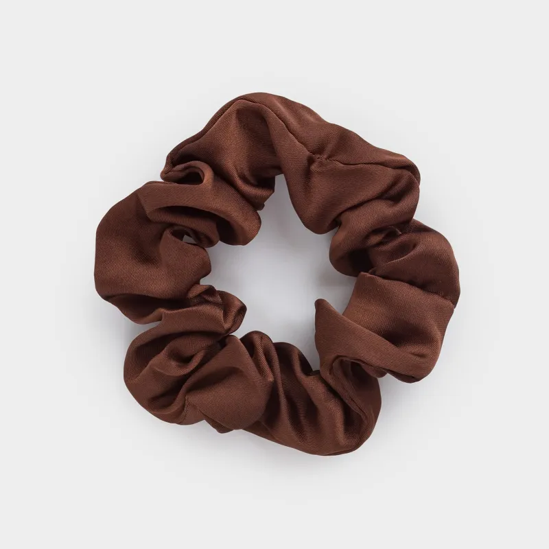 Резинка для волос, 6 см, сатин, коричневая, Silk