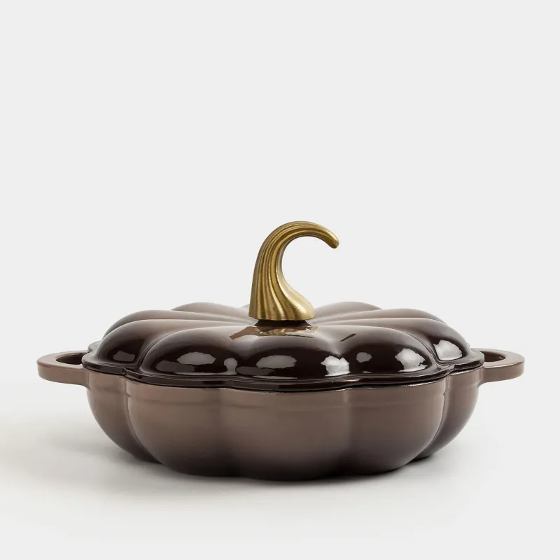 Сотейник, 26 см, 2,3 л, с крышкой, чугун, коричневый, Тыква, Gourd