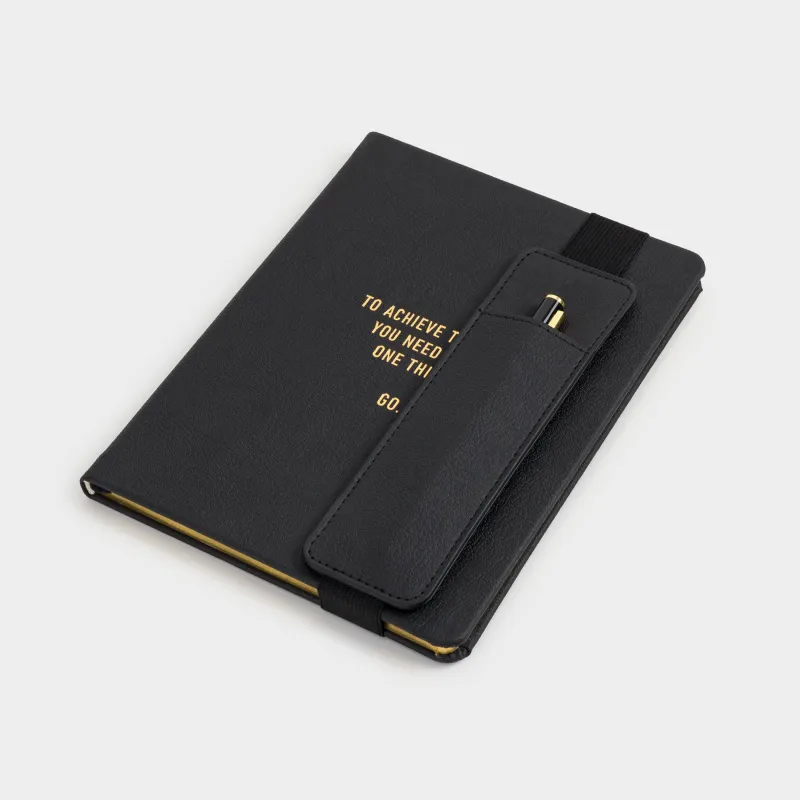 Блокнот для записей, 15х20 см, 80 л, с ручкой, черный, Stationery black, image-1