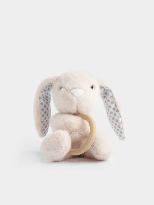 Игрушка-погремушка, 23 см, мягкая, Зайка с кольцом, Rabbit, image-0