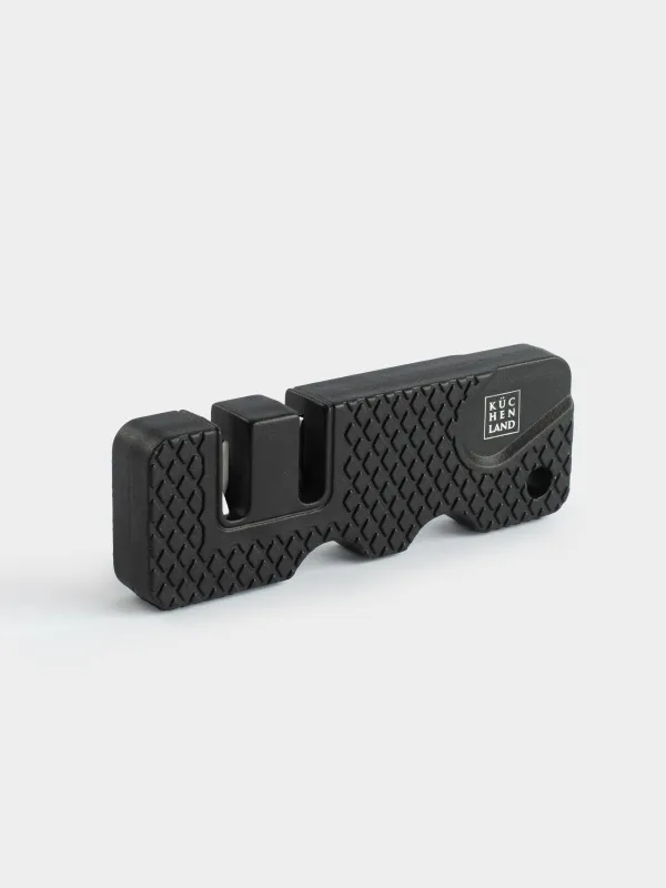 Точило для ножей, 9 см, два этапа заточки, пластик/керамика, черное, Extra-light black, image-1