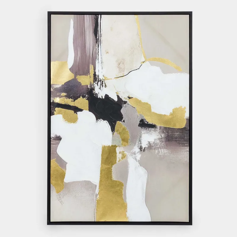Картина в раме, 80х120 см, холст, золотисто-серая, Абстракция, Abstract