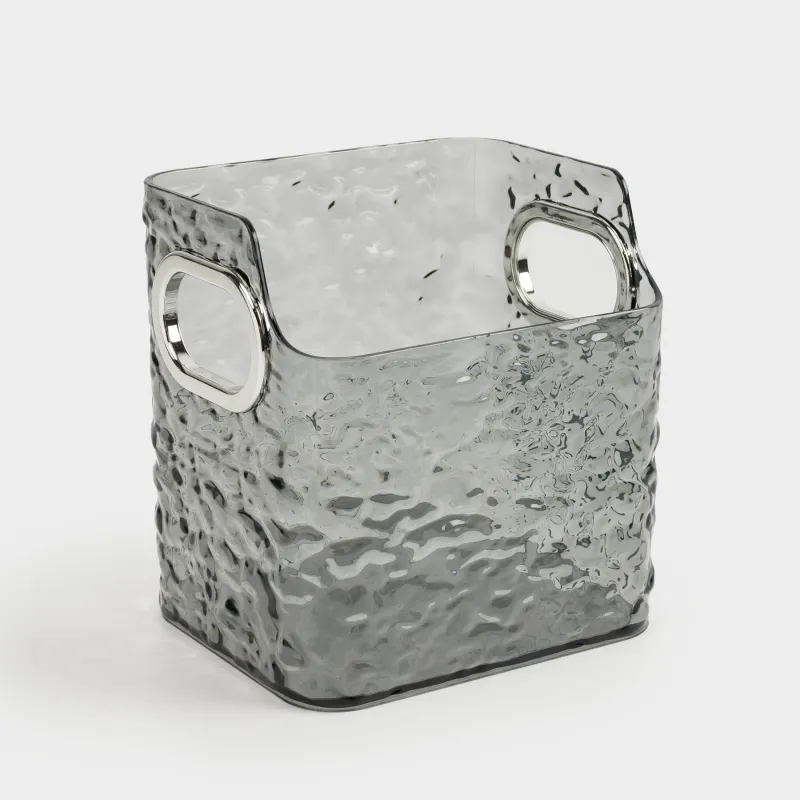 Органайзер для косметики, 12х12 см, с ручками, пластик, серый, Renaissance clear, image-0