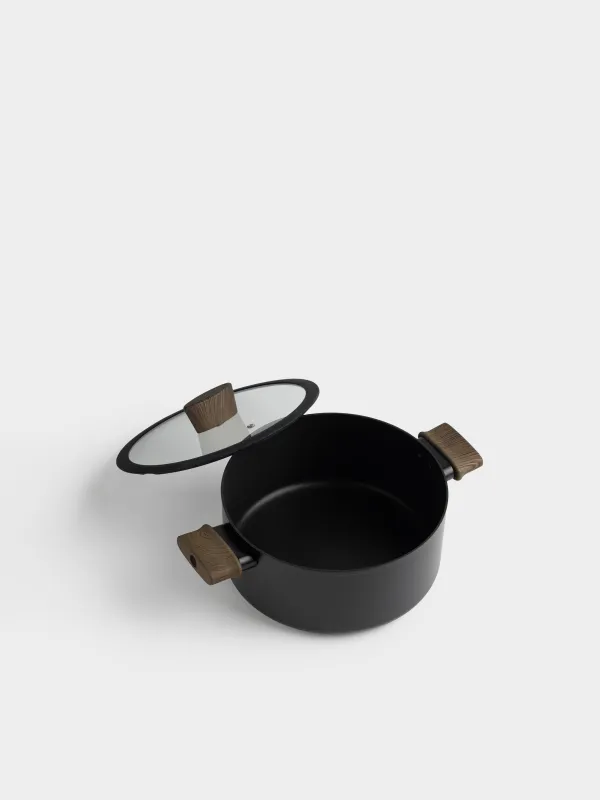 Кастрюля, 24 см, 4,4 л, с крышкой, с покрытием, алюминий, черная, Inty black, image-1