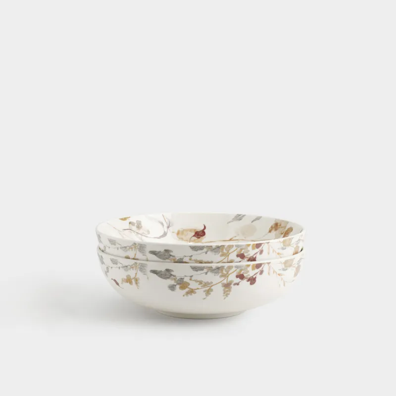 Тарелка суповая, 19х6 см, 580 мл, 2 шт, фарфор N, белая, Осенние листья, Autumn leaves