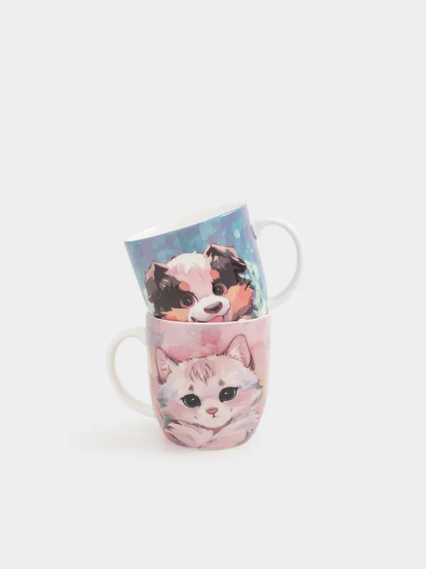 Кружка, 350 мл, 2 шт, Кошка/Собака, Friends, image-0