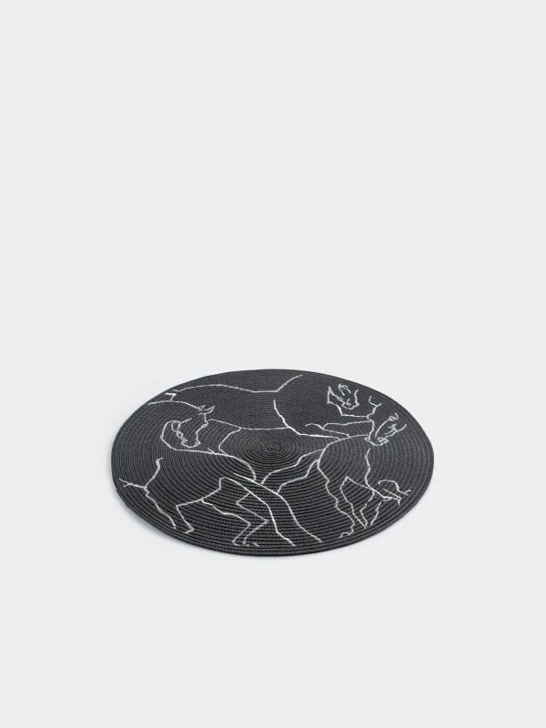Салфетка под приборы, 38 см, Лошади, Circle embroidery, image-1