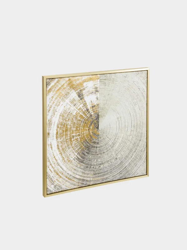 Картина в раме, 80х80 см, холст/фольга, золотисто-бежевая, Круг, Abstract, image-1