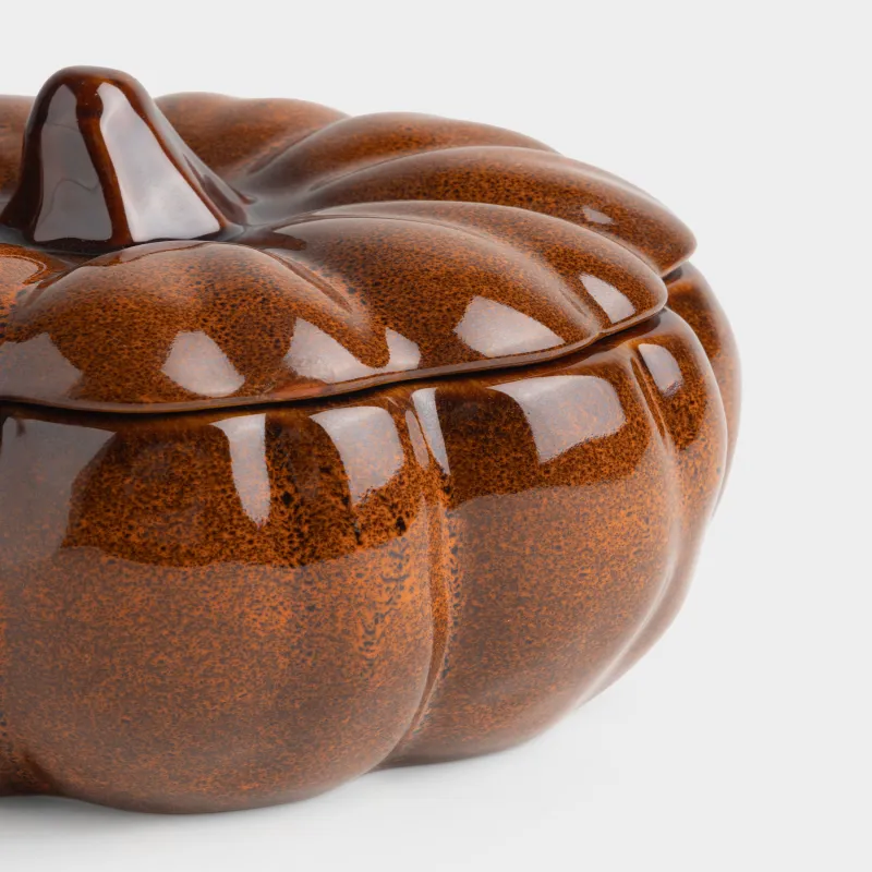 Емкость для хранения, 23х16 см, 2,5 л, фарфор P, оранжевая, Тыква, Autumn gourds, image-2