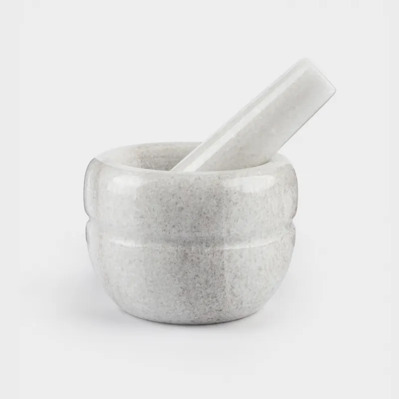Ступка для специй, 10 см, с пестиком, мрамор, белая, Полоса, Marble