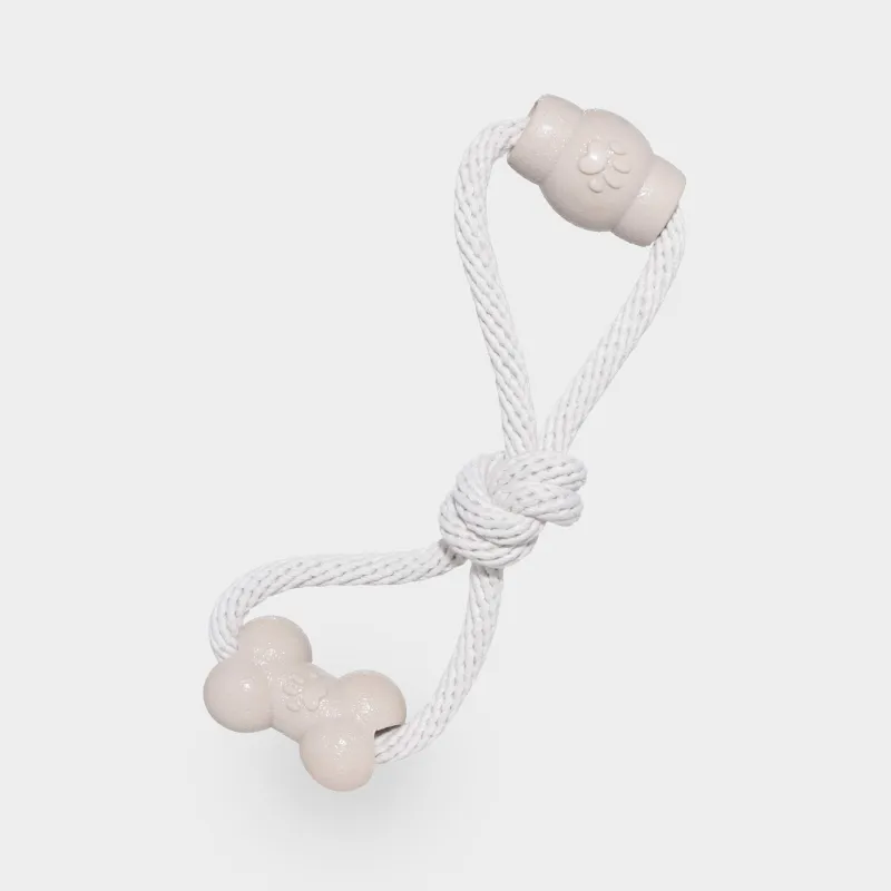 Игрушка для собак, 28 см, резина/хлопок, бежевая, Кость и бочка на канате, Playful pet