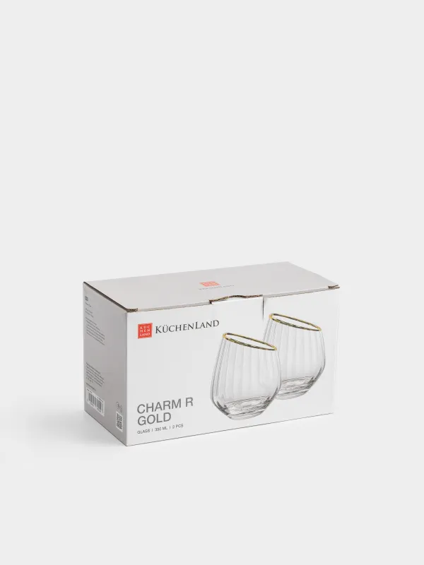 Стакан, 350 мл, 2 шт, с золотистым кантом, Charm R gold, image-4