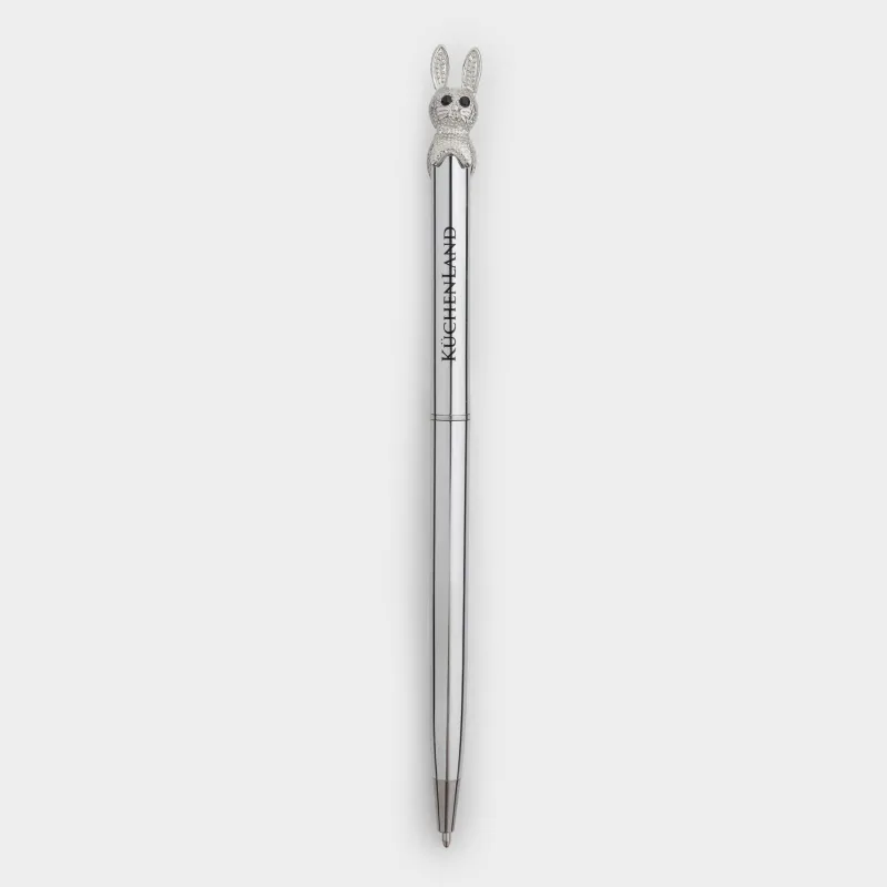 Ручка шариковая, 14 см, с фигуркой, серебристая, Заяц, Draw figure