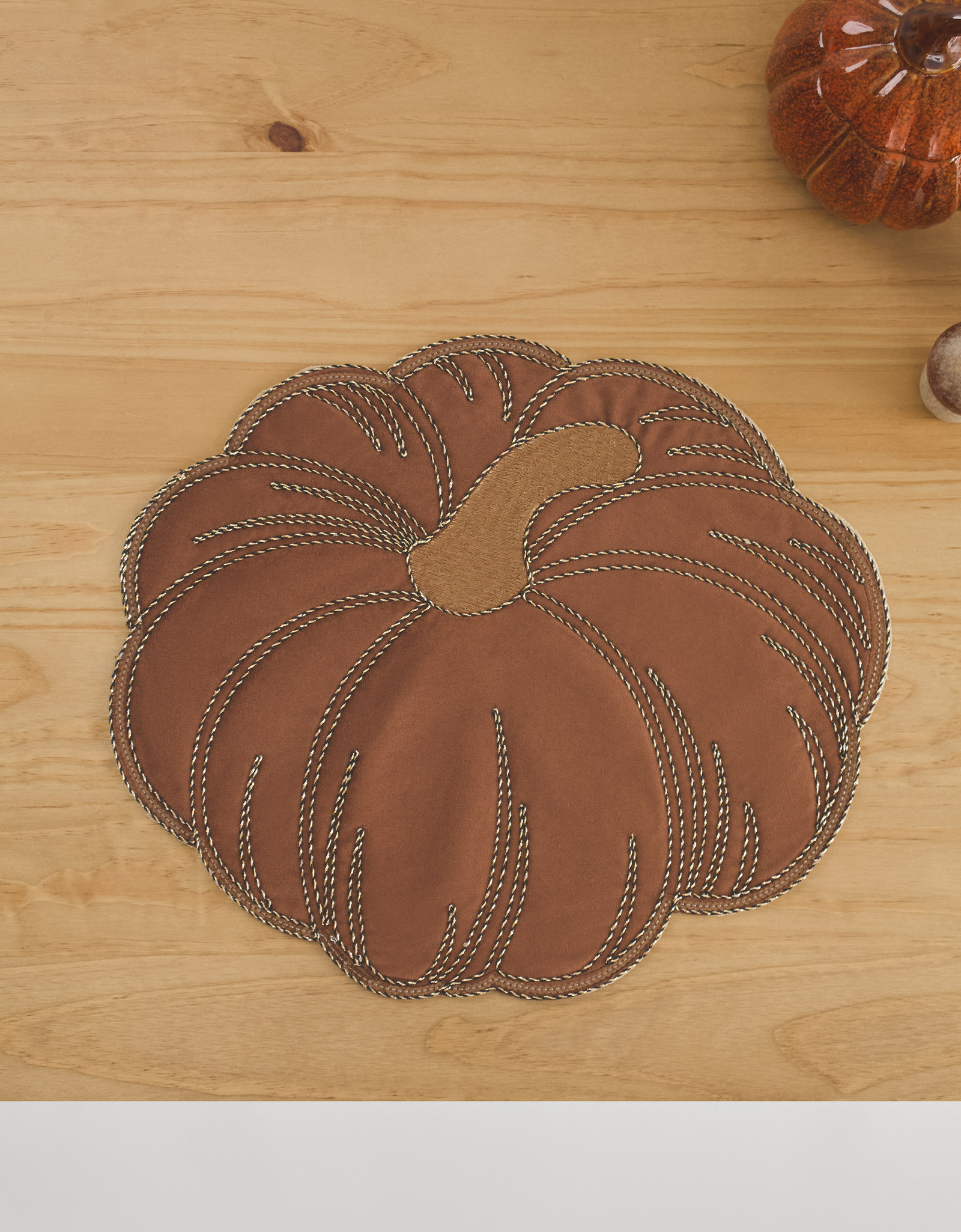Салфетка под приборы, 38х43 см, полиэстер, фигурная, коричневая, Тыква, Colors autumn, image-2