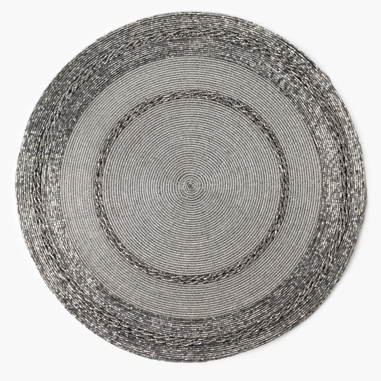 

Салфетка под приборы, 36 см, бисер, круглая, темно-серая, Circle beads