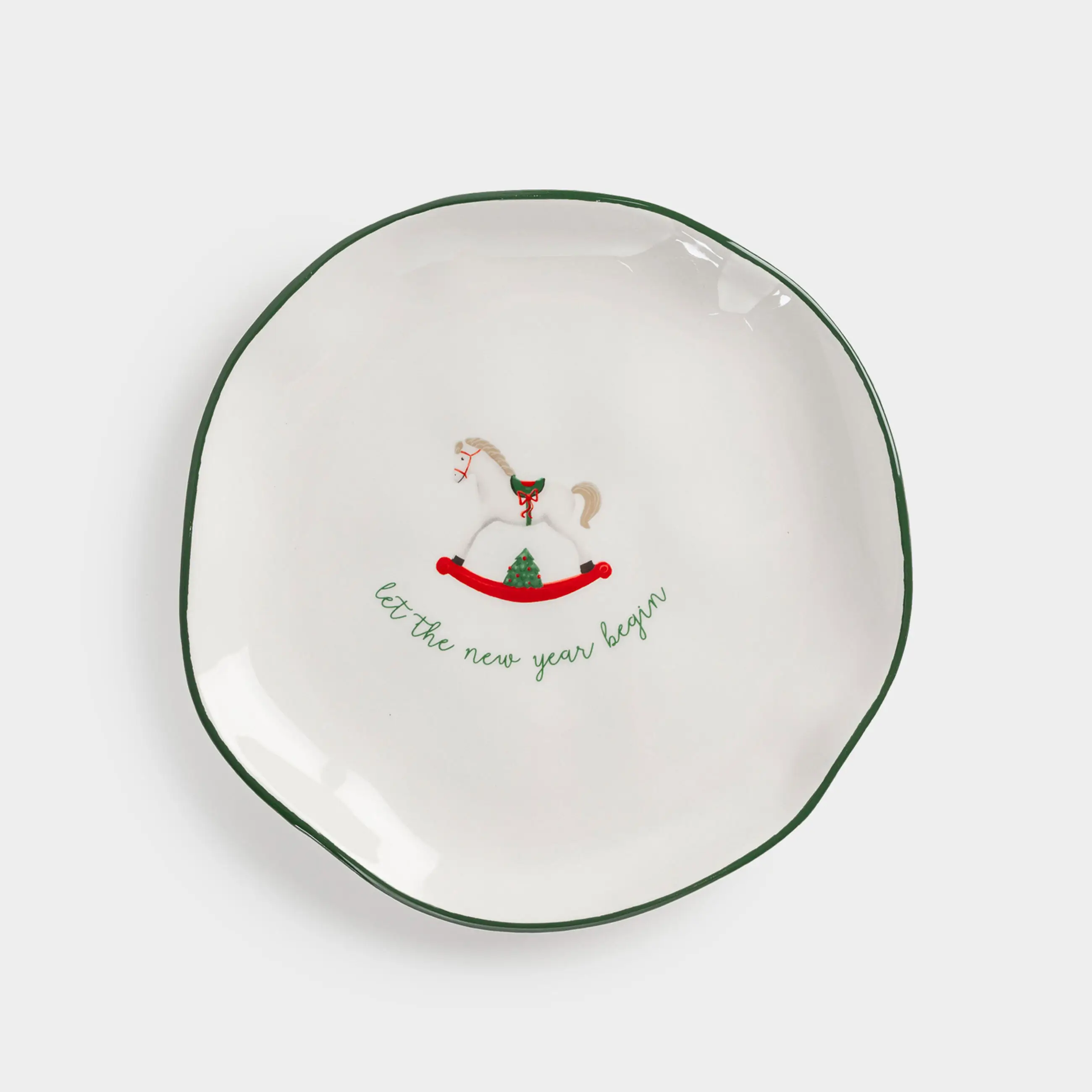 Тарелка закусочная, 21 см, керамика, Лошадка, Сhristmas green