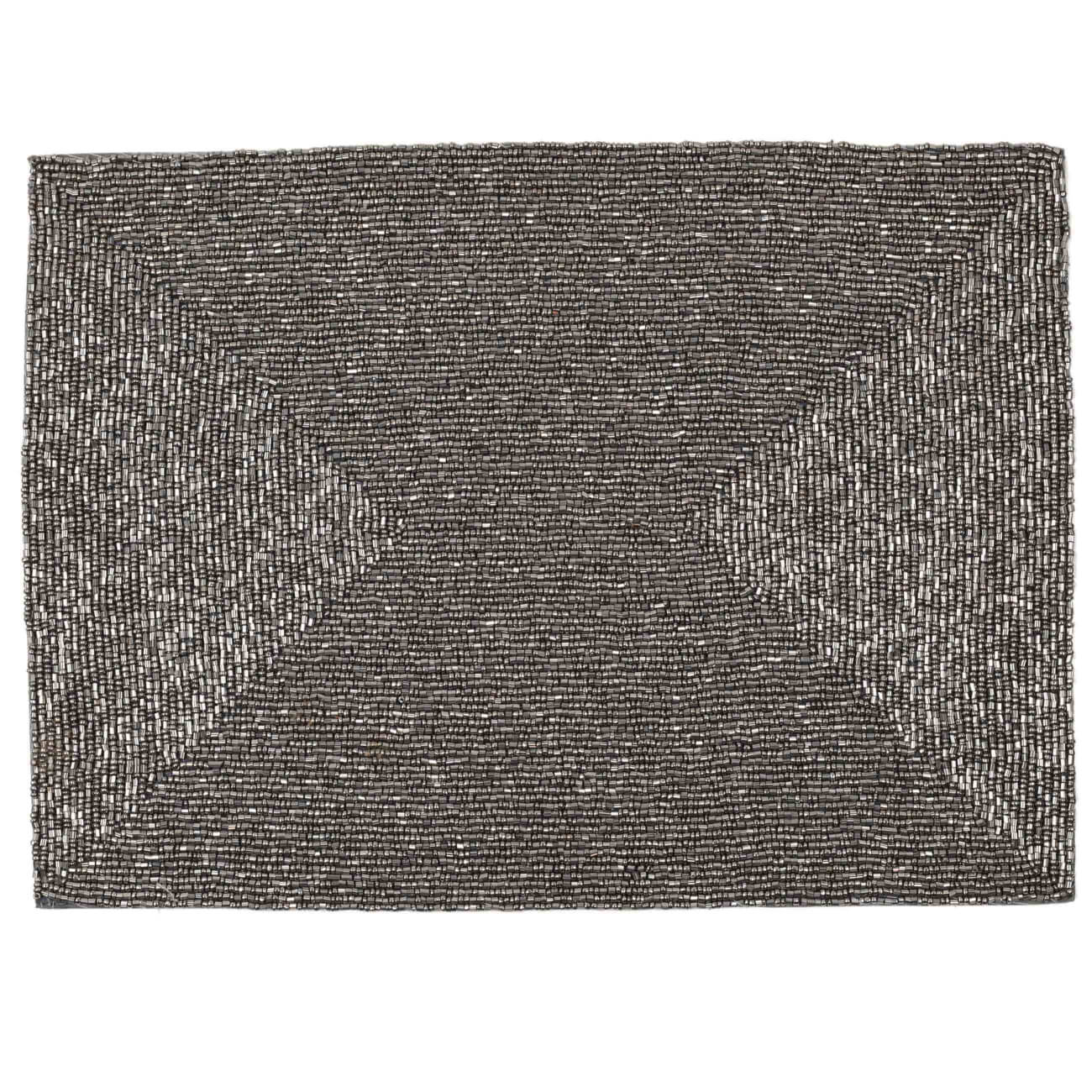 

Салфетка под приборы, 30х45 см, бисер, прямоугольная, графитовая, Shiny beads