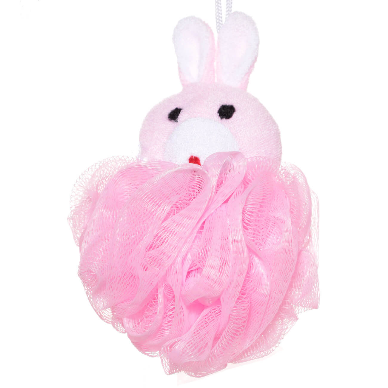 Мочалка для мытья тела, 12 см, детская, полиэтилен/полиэстер, розовая, Заяц, Rabbit мочалка детская махровая